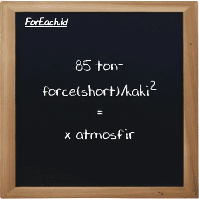 Contoh konversi ton-force(short)/kaki<sup>2</sup> ke atmosfir (tf/ft<sup>2</sup> ke atm)